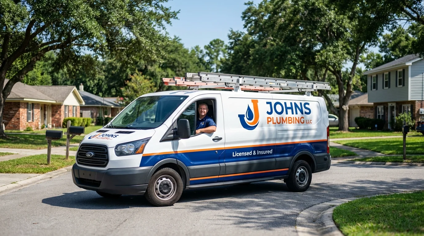 Johns Plumbing LLC service van in Bellmawr, NJ