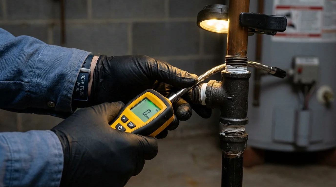 Gas leak detection with electronic sniffer by Johns Plumbing LLC in Bellmawr