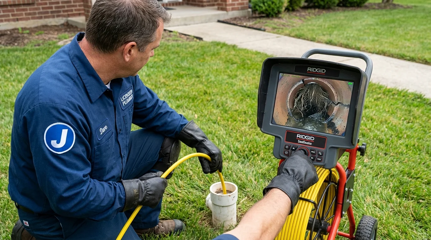 Sewer camera inspection being performed by Johns Plumbing LLC in Bellmawr